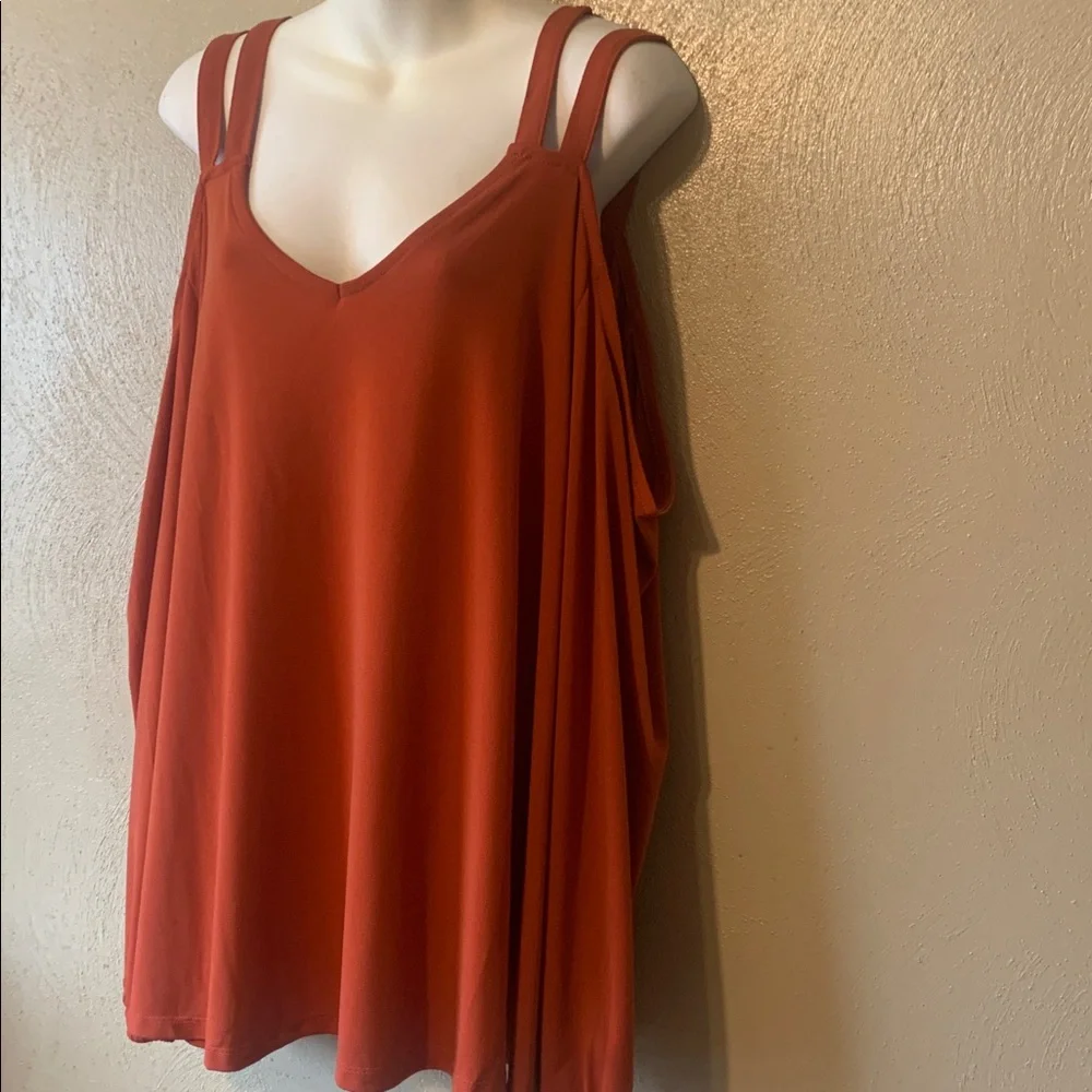 Torrid 3x Women's Spice Long Sleeve Cold-Shoulder Double Strap V-Neck Top - Picture 3 of 6